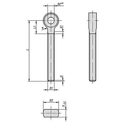 Produktbild von KIPP - AUGENSCHRAUBE MIT LANGEM GEWINDE DIN444, FORM:B, M24, L=240, STAHL 8.8 B