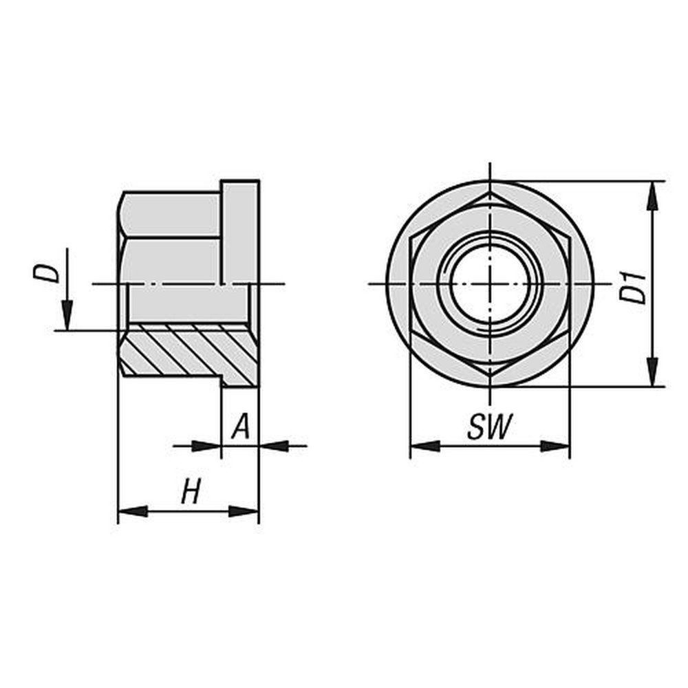 KIPP SECHSKANTMUTTER 1,5D HOCH DIN6331, M22, SW=34, VERGÜTUNGSSTAHL 10 BLANK (SCHWARZ) Produktbild img2 L