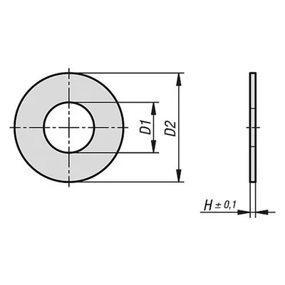 Produktbild von KIPP - PASSSCHEIBE DIN988, D1=42, D2=52, H=1,2, STAHL BLANK
