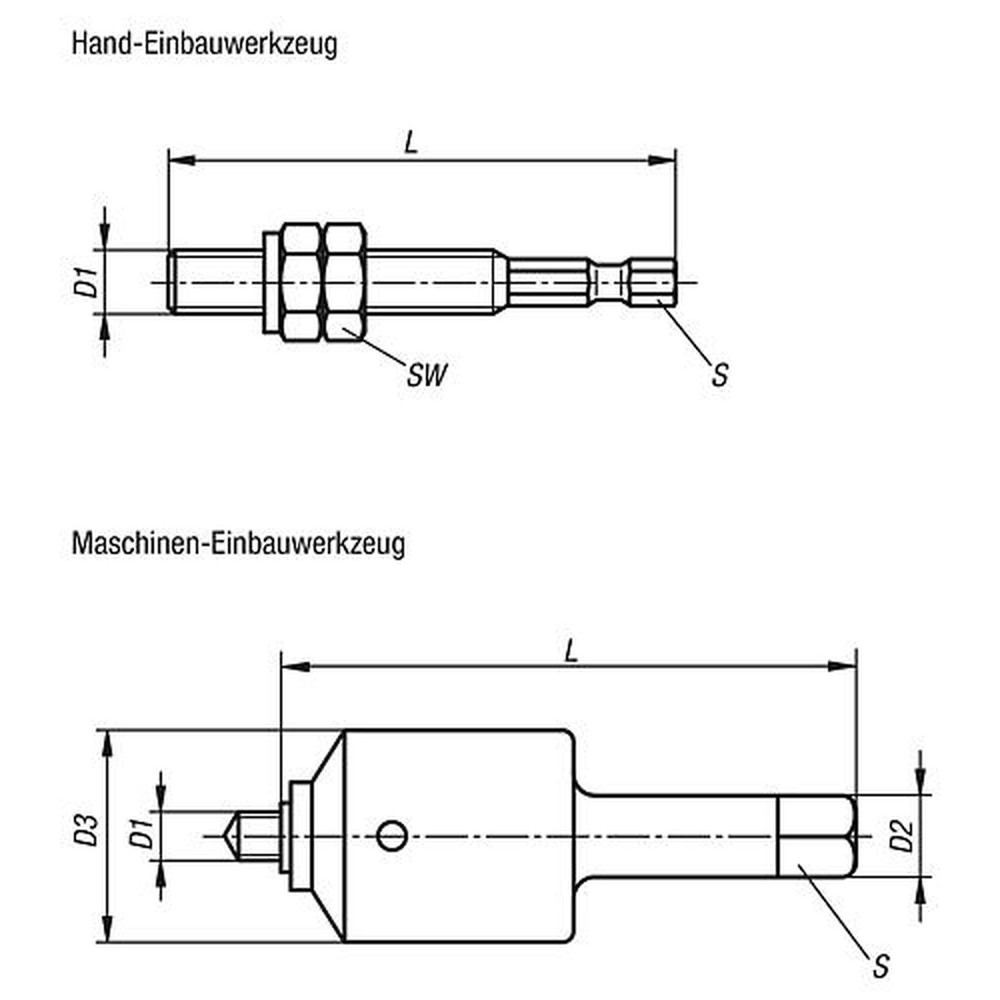 KIPP EINBAUWERKZEUG HANDAUSFÜHRUNG, M04, L=48, STAHL VERZINKT Produktbild img2 L