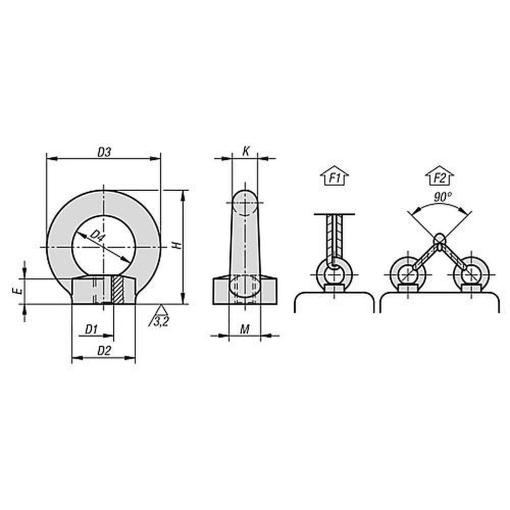 KIPP RINGMUTTER FEST DIN582, M20, STAHL 1.1141 BLANK Produktbild img2 L