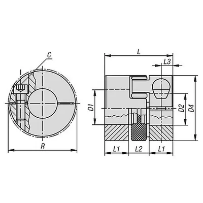 Produktbild von KIPP - ELASTOMER-KLAUENKUPPLUNG MIT RADIALER KLEMMNABE GR.12, D1=4, D2=4, L=26,