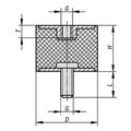 Produktbild von KIPP - GUMMIPUFFER TYP B INNEN- UND AUSSENGEWINDE, M10 M10X28, D=50, H=20, EDEL