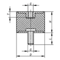 Produktbild von KIPP - GUMMIPUFFER TYP B INNEN- UND AUSSENGEWINDE, M06 M06X18, D=20, H=20, EDEL