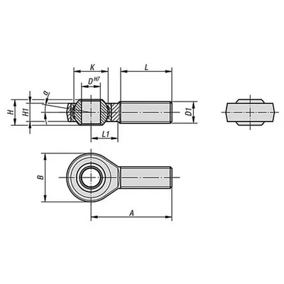 Produktbild von KIPP - GELENKKOPF DIN ISO 12240-4 MIT GLEITLAGERUNG M08X25 LINKSGEWINDE, D=8, A