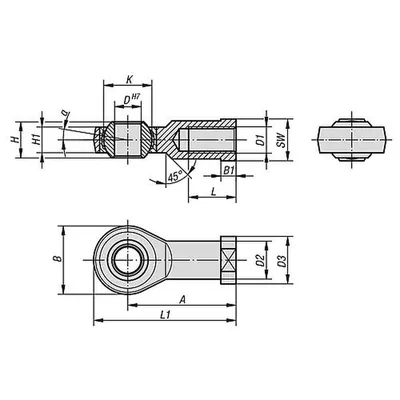 Produktbild von KIPP - GELENKKOPF DIN ISO 12240-1 MIT GLEITLAGERUNG M10X1,25X20, D=10 RECHTSGEW