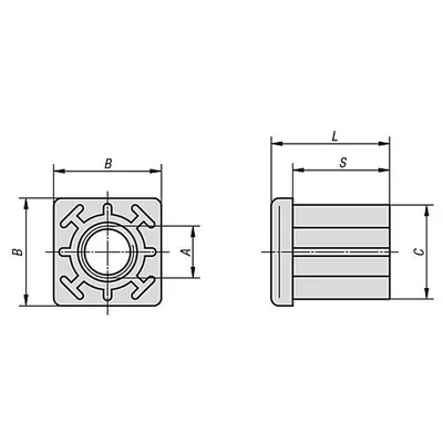 Produktbild von KIPP - GEWINDESTOPFEN FÜR QUADRATISCHE ROHRE FÜR=40X2 M12L=43, THERMOPLAST, KOM
