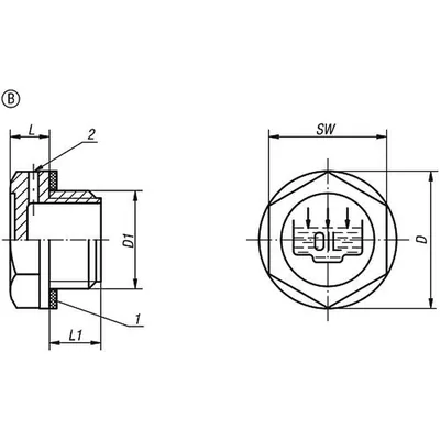 Produktbild von KIPP - VERSCHLUSSSCHRAUBE FORM:B MIT EINFÜLLSYMBOL MIT ENTLÜFTUNG, D=42, G1, SW
