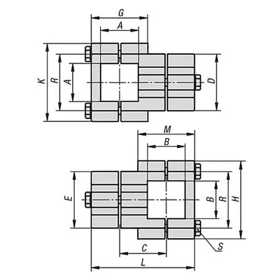 Produktbild von KIPP - ROHRVERBINDER KREUZSTÜCK ALUMINIUM, FÜR VIERKANTROHRE, KOMP:STAHL, A=40,