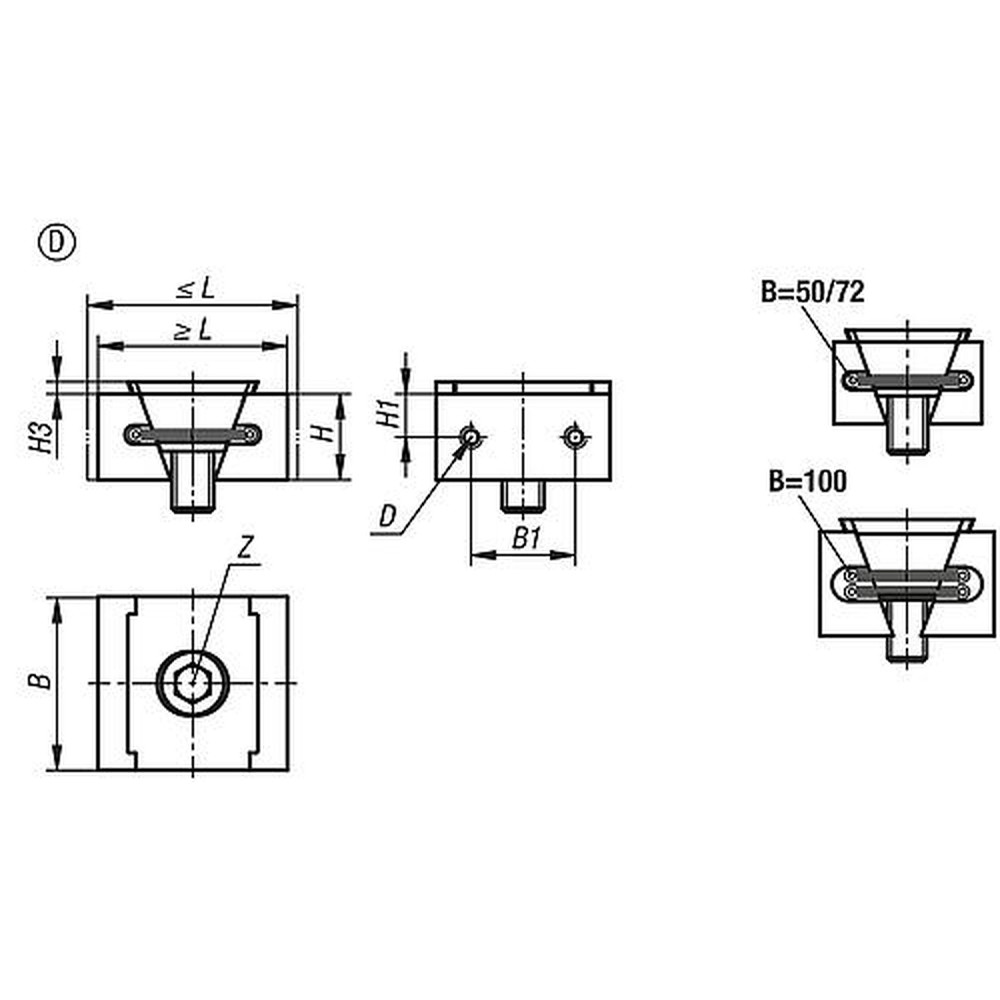 KIPP KEILSPANNER DOPPELSEITIG FORM:D MIT BEARBEITUNGSZUGABE, B=100, M16, EINSATZSTAHL GEHÄRTET UND PHOSPHATIERT Produktbild img2 L