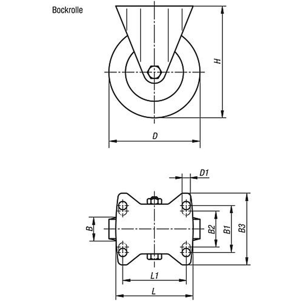 KIPP BOCKROLLE OHNE FESTSTELLSYSTEM GUMMI, KOMP:STAHL, D=200, B=50 Produktbild img2 L