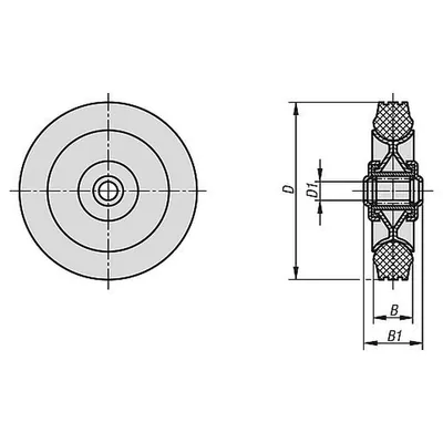 Produktbild von KIPP - VOLLGUMMIREIFEN OHNE FESTSTELLSYSTEM GUMMI, OHNE GEHÄUSE, D=160, B=40