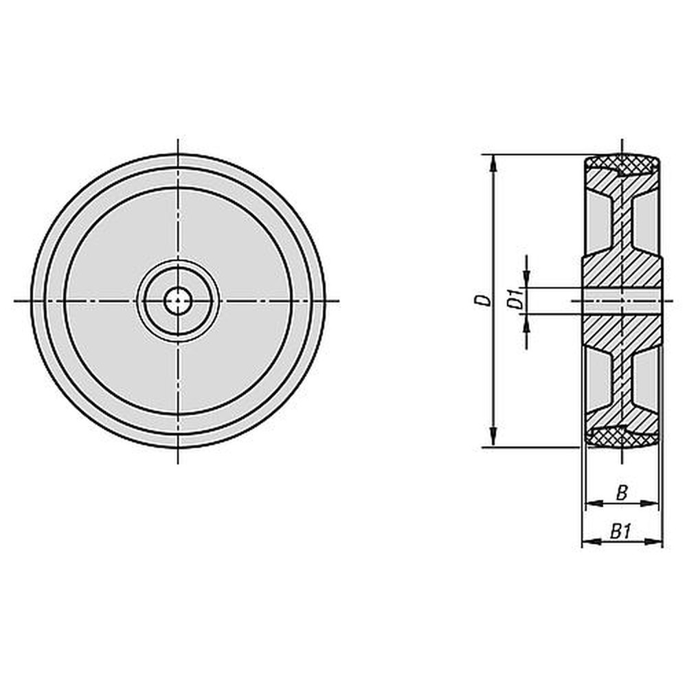 KIPP POLYAMIDRAD OHNE FESTSTELLSYSTEM POLYAMID, OHNE GEHÄUSE, D=150, B=40 Produktbild img2 L