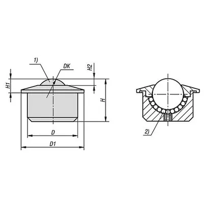 Produktbild von KIPP - KUGELROLLE GEHÄUSE, FORM:A KUGEL AUS POM DK=15,875, POM