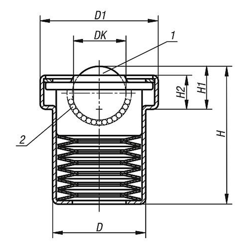 KIPP KUGELROLLE MIT FEDERELEMENTEN, FORM:C STAHL, KOMP:EDELSTAHL Produktbild img2 L