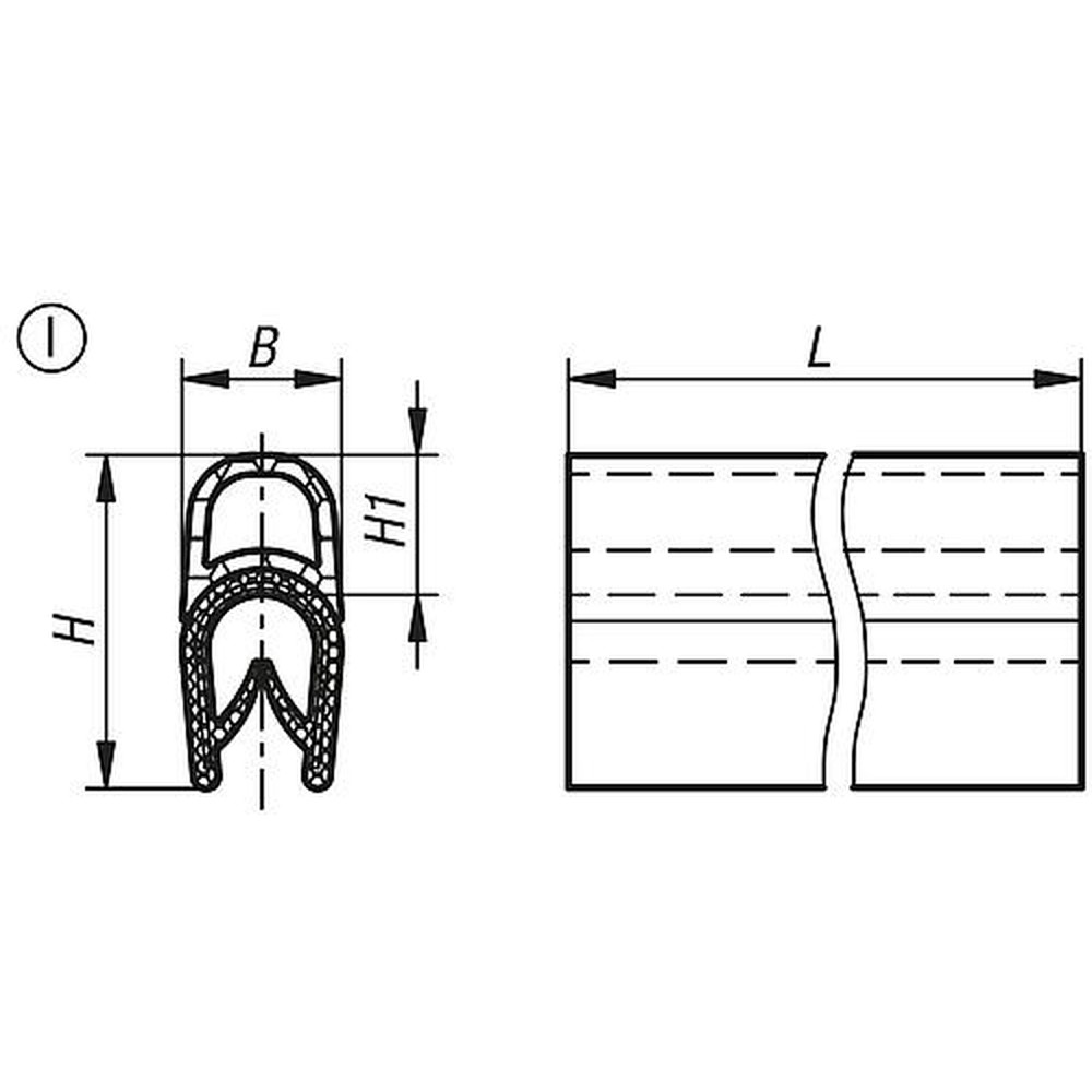 KIPP KANTENSCHUTZ-DICHTPROFIL 20000X10X21, FORM:I, PVC SCHWARZ, KOMP:EPDM Produktbild img2 L
