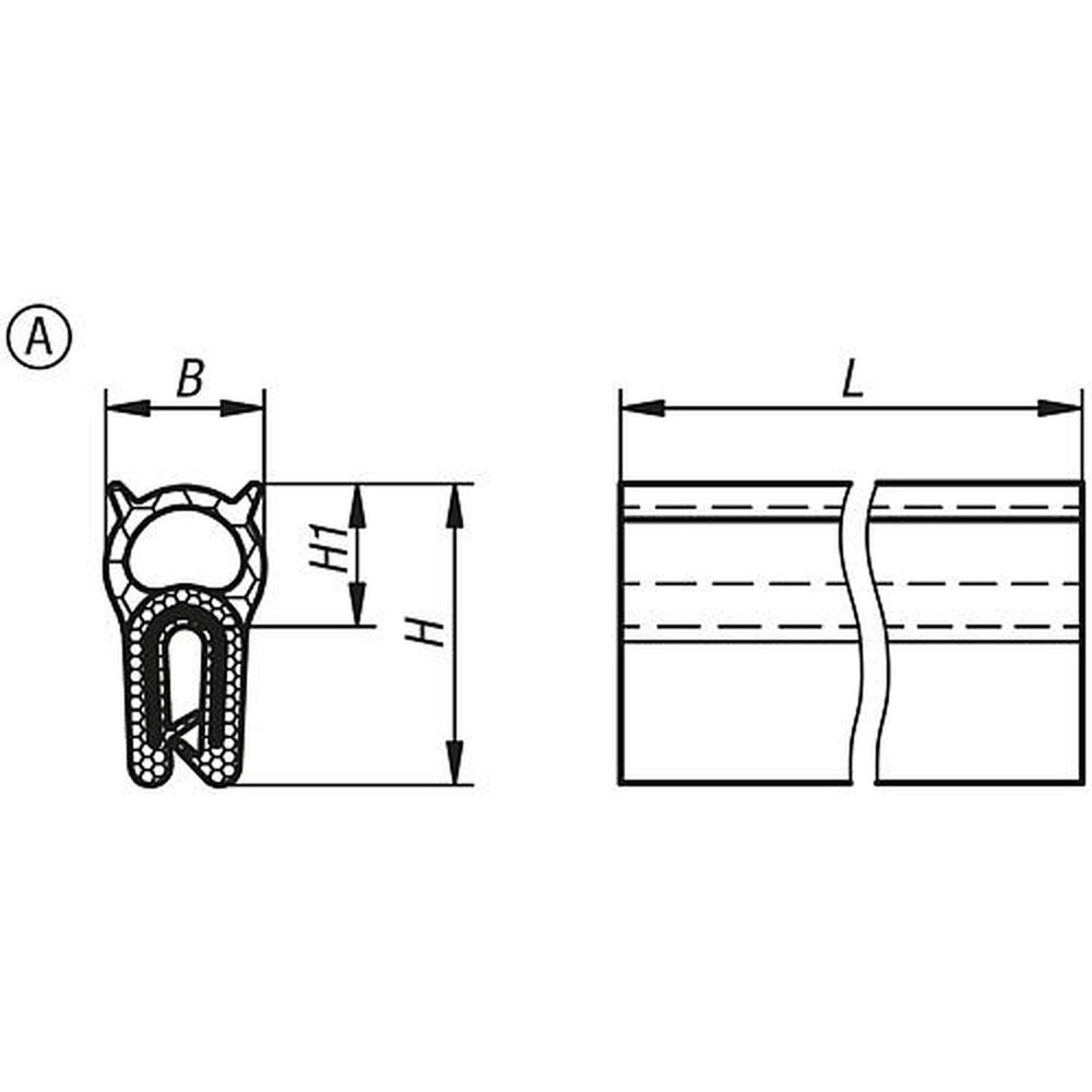 KIPP KANTENSCHUTZ-DICHTPROFIL 10000X8X15, FORM:A, EPDM SCHWARZ, KOMP:EPDM L=10 METER Produktbild img2 L