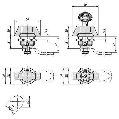 Produktbild von KIPP - DREHRIEGEL MIT KNEBEL, H=18,5, ZINK