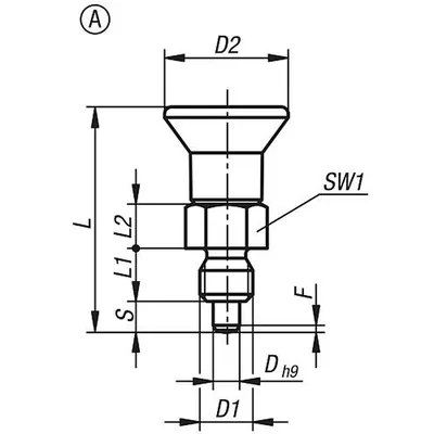 Produktbild von KIPP - ARRETIERBOLZEN ECO KURZE VARIANTE KURZE AUSFÜHRUNG GR.3 D1=M12X1,5, D=8,