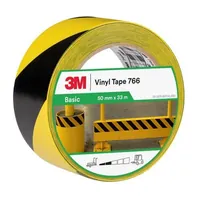 3M™ Gefahrenwarnband&nbsp;766, Gelb/Schwarz, 50 mm x 33 m, 12 Rollen, Einzeln praktisch verpackt Produktbild