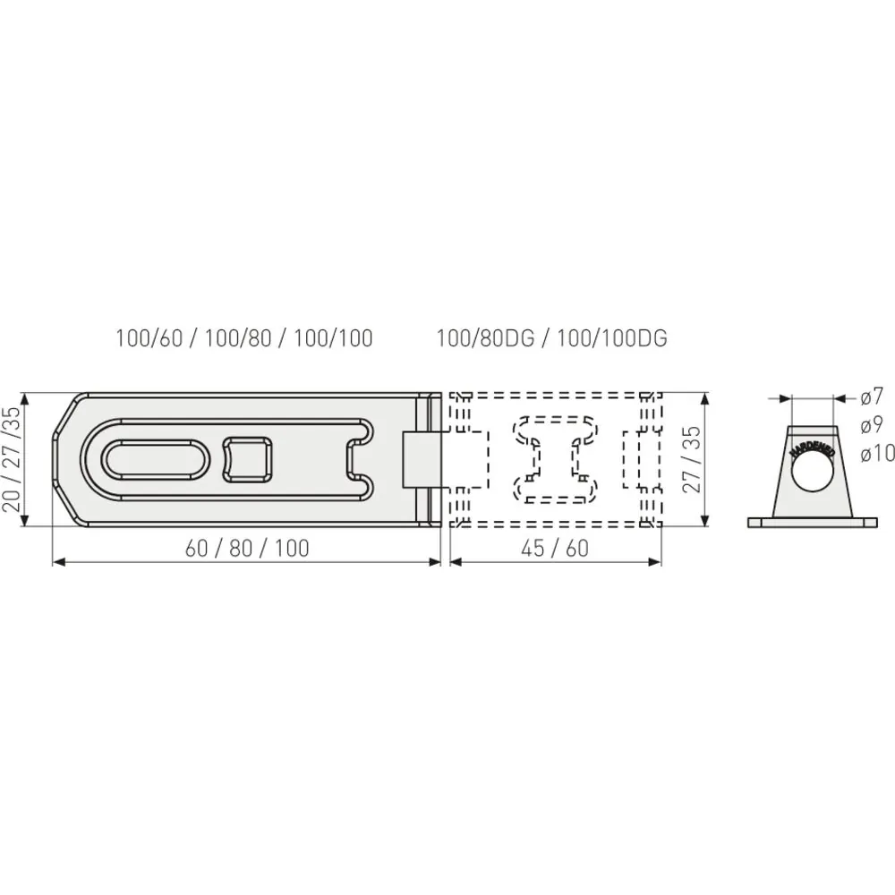 ABUS Tür-Überfalle, mit Ösenplatte, 100/100 DG B/SB, Stahl korrosionsgeschützt Produktbild img5 L