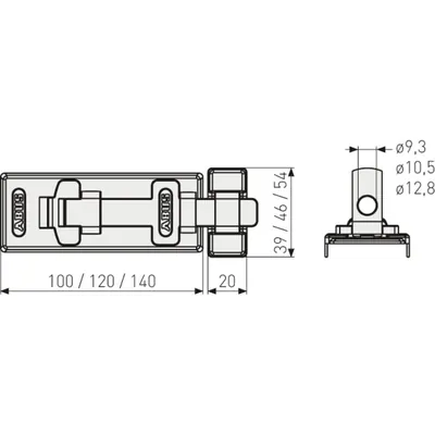 Produktbild von ABUS - Tür-Überfalle, mit Ösenplatte, 300/100 B/SB, Spezialstahl gehärtet