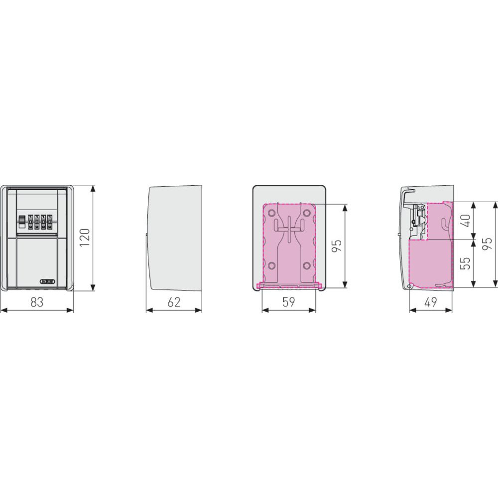 ABUS OA-Schlüsselbox, mit Zahlenschloss, BIG KeyGarage 787, Wandmontage, schwarz Produktbild img6 L