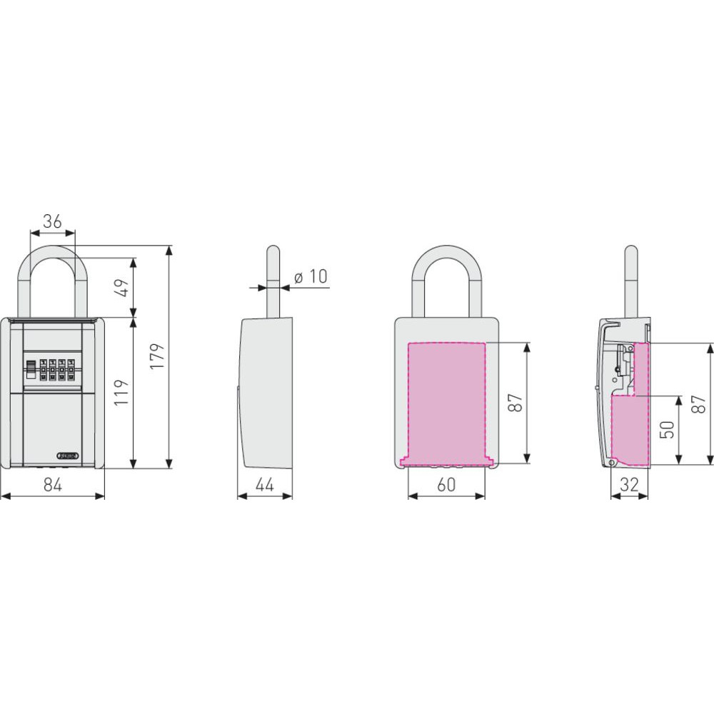 ABUS OA-Schlüsselbox, mit Zahlenschloss, KeyGarage™ 797, mit Bügel, schwarz Produktbild img4 L