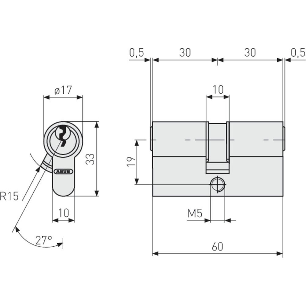 ABUS Türzylinder TI14ST 30/30 vs. Produktbild img2 L