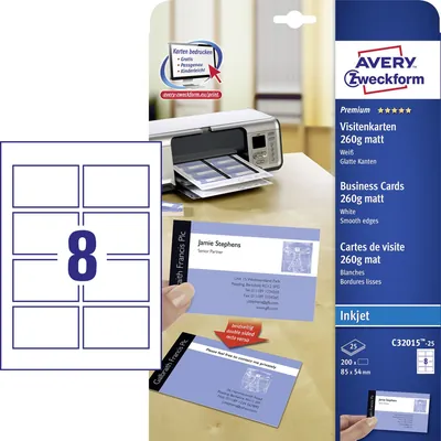 Produktbild von AVERY™ Zweckform - Zweckform C32015-25 Premium Visitenkarten, 85 x 54 mm, beids