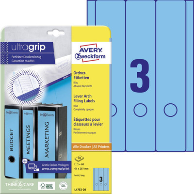Etiquetas Para Lomo De Carpeta Avery Zweckform - Tamaño 61x297mm, Blanco Opaco, Compatibles Con Impresora