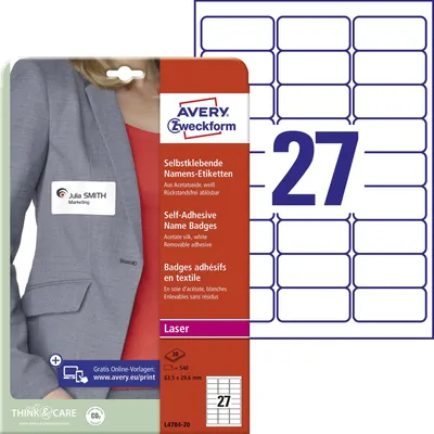 Produktbild von AVERY™ Zweckform - Zweckform L4784-20 Namens-Etiketten, 63,5 x 29,6 mm, ablösba