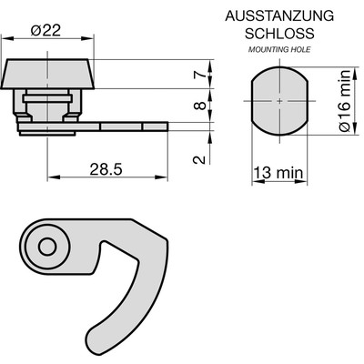 Produktbild von BASI - Hebelschloss - HS 358 / 359, für BASI Geldkassetten (EGK 150 Euro), 2 Sc