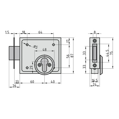 Produktbild von BEVER - Kasten-Riegelschloss 150 P,PZ,D60 ausw./einw,vz