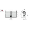 BASI Profil-Doppelzylinder,Serie V50,EN 1303:2015 geprüft,Verschiedenschließend,N+G Funktion,BL 30/35 mm,3 Zylinderschlüssel,Messing matt vernickelt Produktbild img2 S