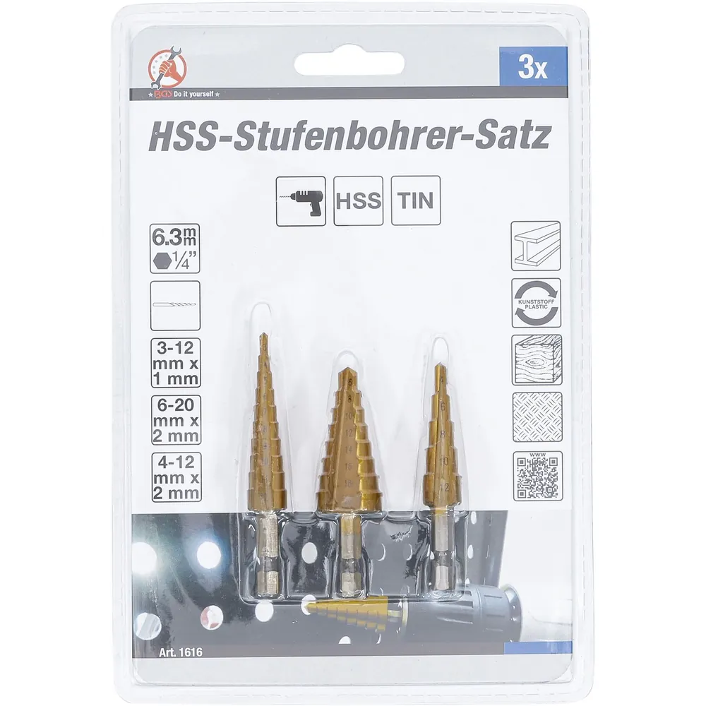 BGS Diy HSS-Stufenbohrer-Satz 3 - 20mm 3-teilig Produktbild img2 L