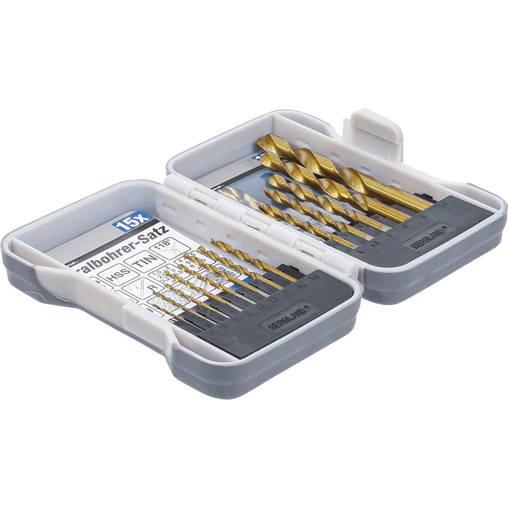 BGS Diy HSS-Spiralbohrer-Satz titan-nitriert 1,5 - 10mm 15-teilig Produktbild img3 L