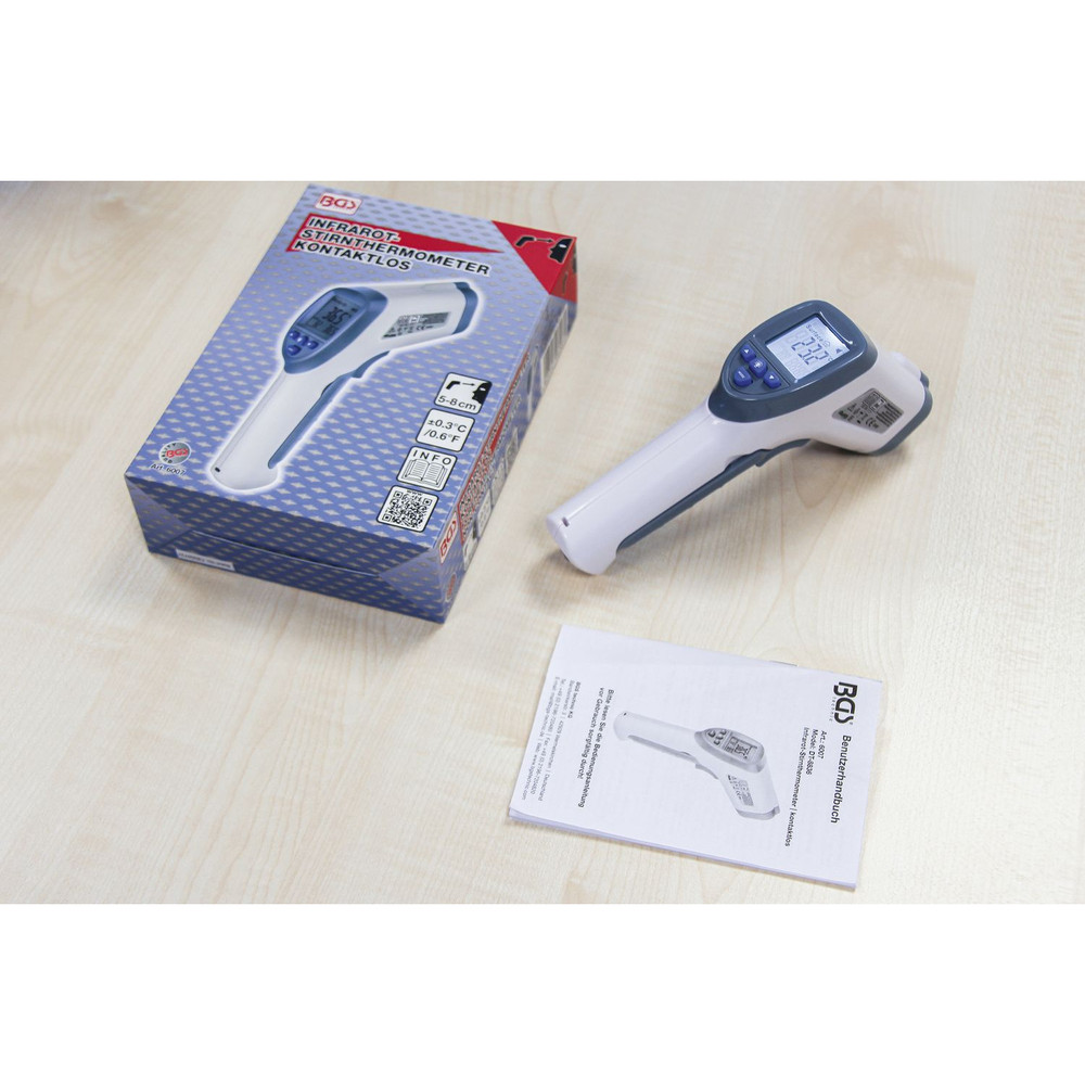 BGS Stirn-Fieber-Thermometer | kontaktlos, Infrarot | für Personen + Objekt-Messung | 0 - 100° Produktbild img9 L