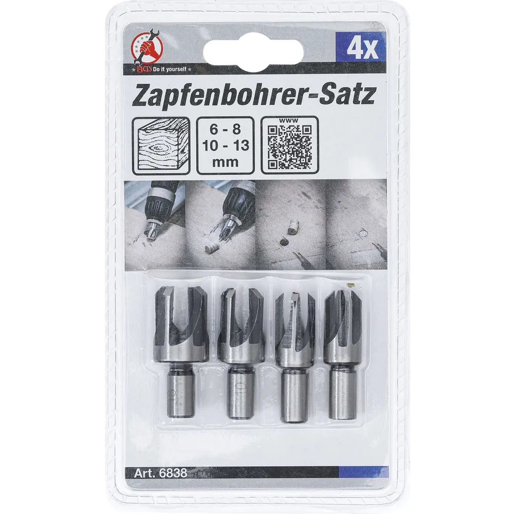 BGS Diy Zapfenbohrer-Satz 6 - 8 - 10 - 13mm 4-teilig Produktbild img2 L