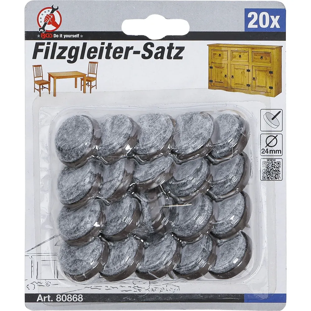 BGS Diy Filzgleiter-Satz gestiftet ø24mm 20-teilig Produktbild img2 L