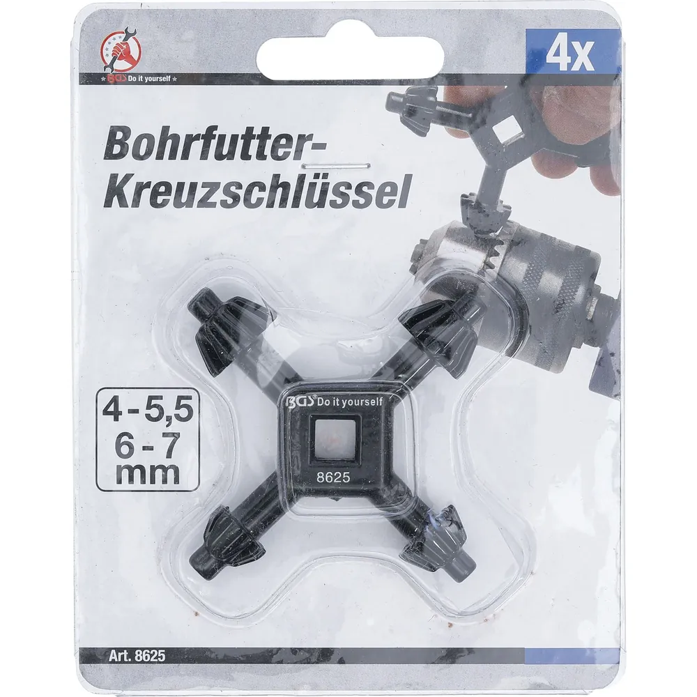 BGS Diy Bohrfutter-Kreuzschlüssel universal ø4 / 5,5 / 6 / 7mm Produktbild img2 L