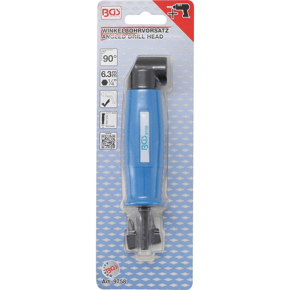 BGS Winkelbohrvorsatz | Antrieb Außensechskant 6,3 mm (1/4") / Abtrieb Innensechskant 6,3 mm (1/4") | 4-tlg. Produktbild img2 L