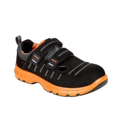 Runnex Sicherheitsklettsandalen FlexStar 5176, S1P Esd, Schwarz/orange, Größe 37
