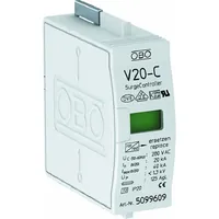 Produktbild von OBO Bettermann - Überspannungsableiter TN 230VAC 230VDC 1,3kV 1TE Basis 20kA op