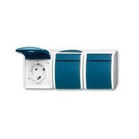 Busch-Jaeger Steckdose 3f gr/bl-gn mt ocean AP horiz Klappd grau/blau-grün mit Klappdeckel Produktbild