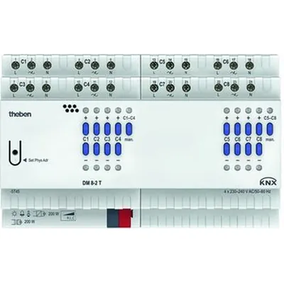 Produktbild von theben - Dimmaktor KNX 1-1600W REG 4TE 8Ausg uni Bussystem KNX Vor Ort-/Handbed