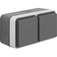 Berker Steckdose 2f lgr mt W.1 AP horiz Klappd IP55 mit Klappdeckel Komplettgeh Produktbild