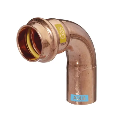 Produktbild von HS - Bogen V-Press Copper AQUAGAS 90°/IA, 15 x 15mm