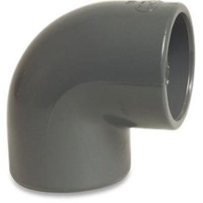 Produktbild von bevo - PVC-U Winkel 90° 63mm Klebemuffe 16bar Grau