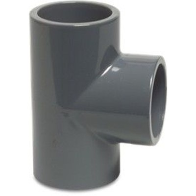 Produktbild von bevo - PVC-U T-Stück 90° 25mm Klebemuffe 16bar Grau